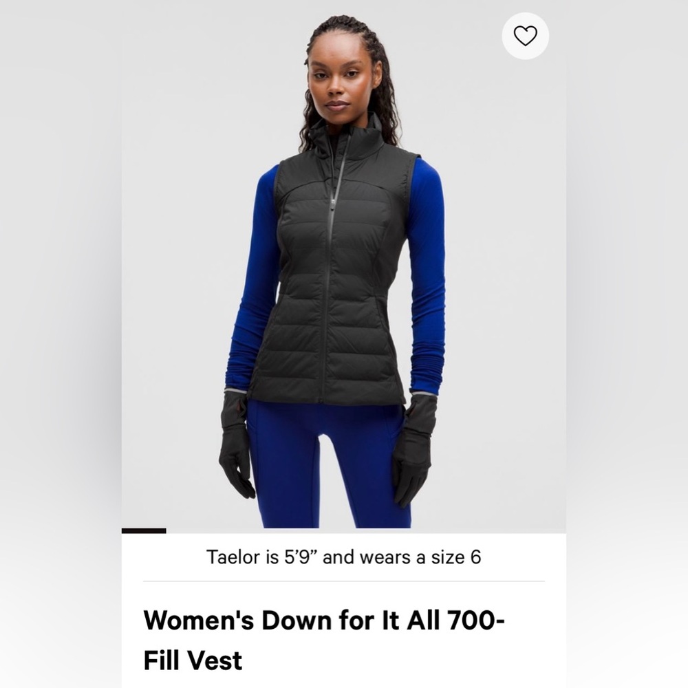 Lululemon down for it all vest size 14